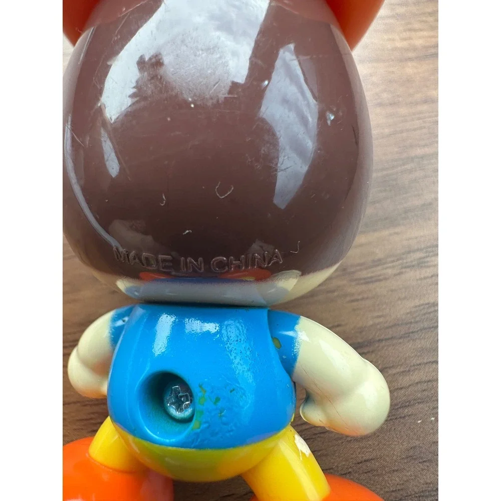 Vintage Style Plastic Egg Cowboy Figure Orange Hat Blue Shirt Novelty Toy